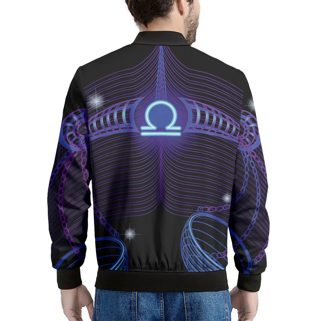 Dark Libra Zodiac Sign Print Men's Bomber Jacket