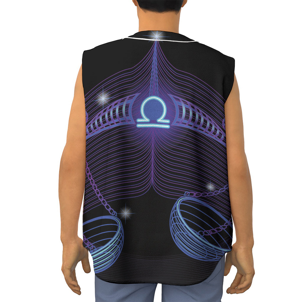 Dark Libra Zodiac Sign Print Sleeveless Baseball Jersey