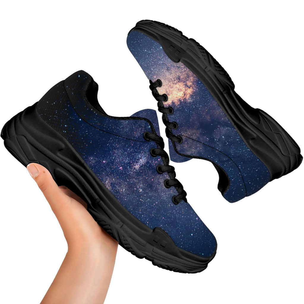 Dark Milky Way Galaxy Space Print Black Chunky Shoes