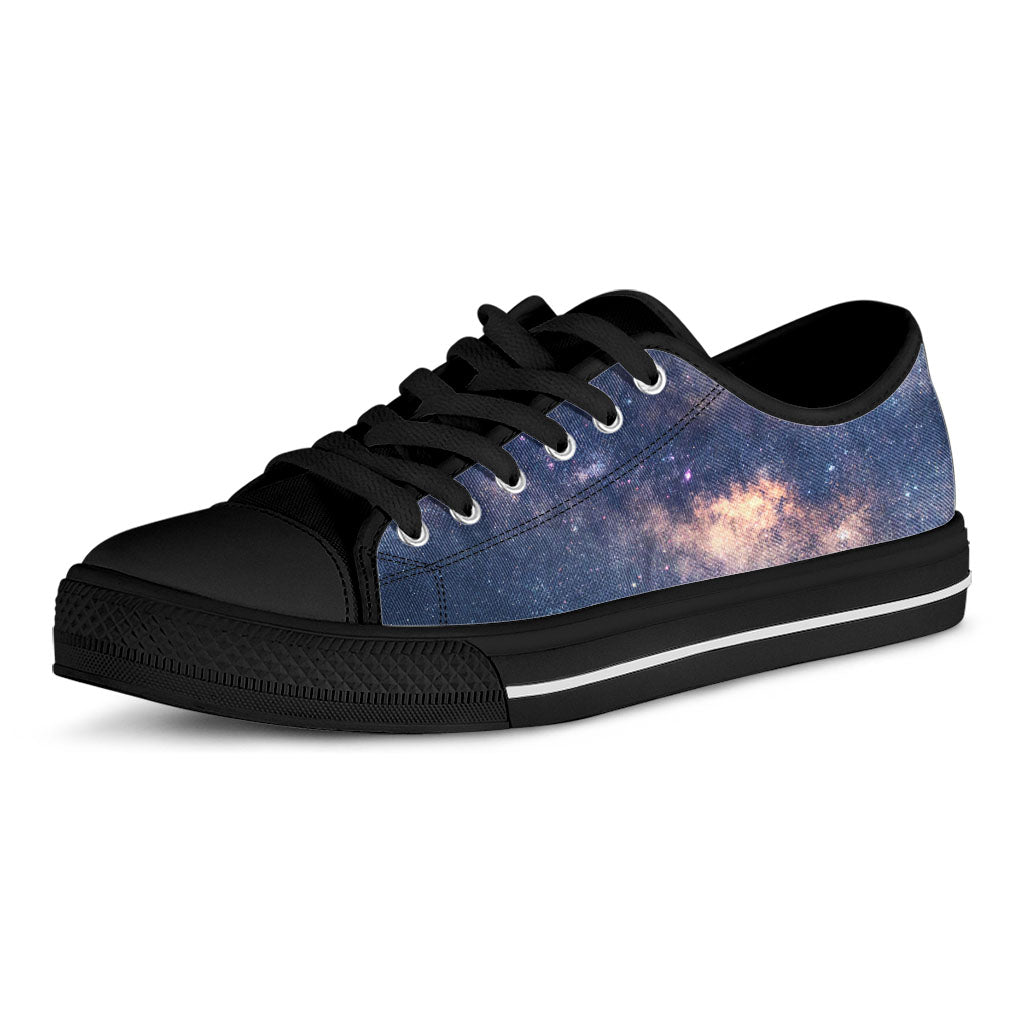 Dark Milky Way Galaxy Space Print Black Low Top Sneakers