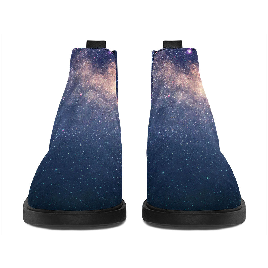 Dark Milky Way Galaxy Space Print Flat Ankle Boots