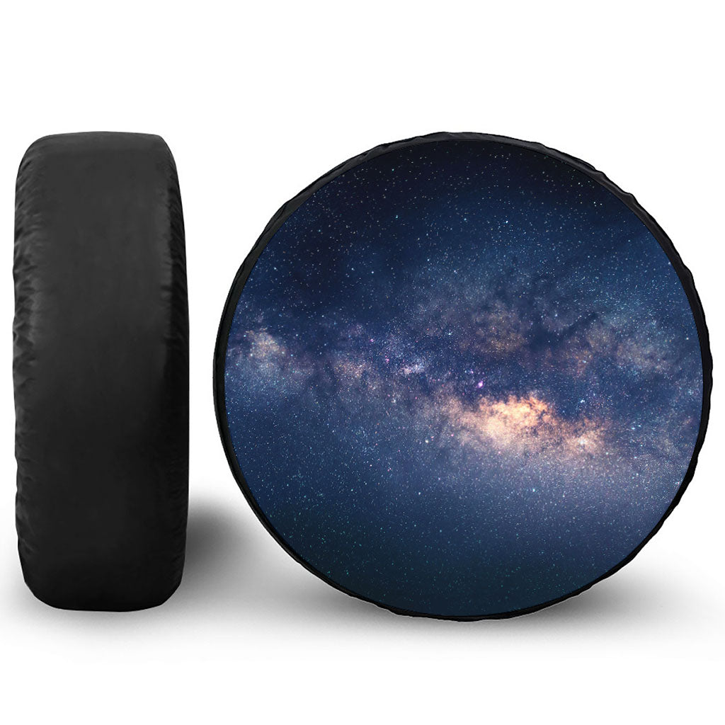 Dark Milky Way Galaxy Space Print Leather Spare Tire Cover