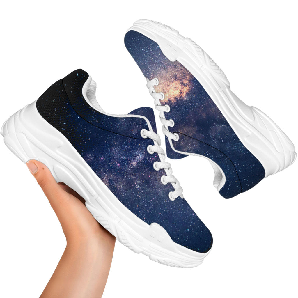 Dark Milky Way Galaxy Space Print White Chunky Shoes