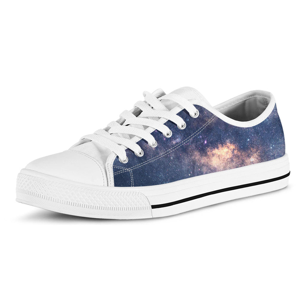 Dark Milky Way Galaxy Space Print White Low Top Sneakers