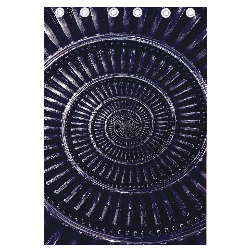 Dark Navy Metal Spiral Print Curtain