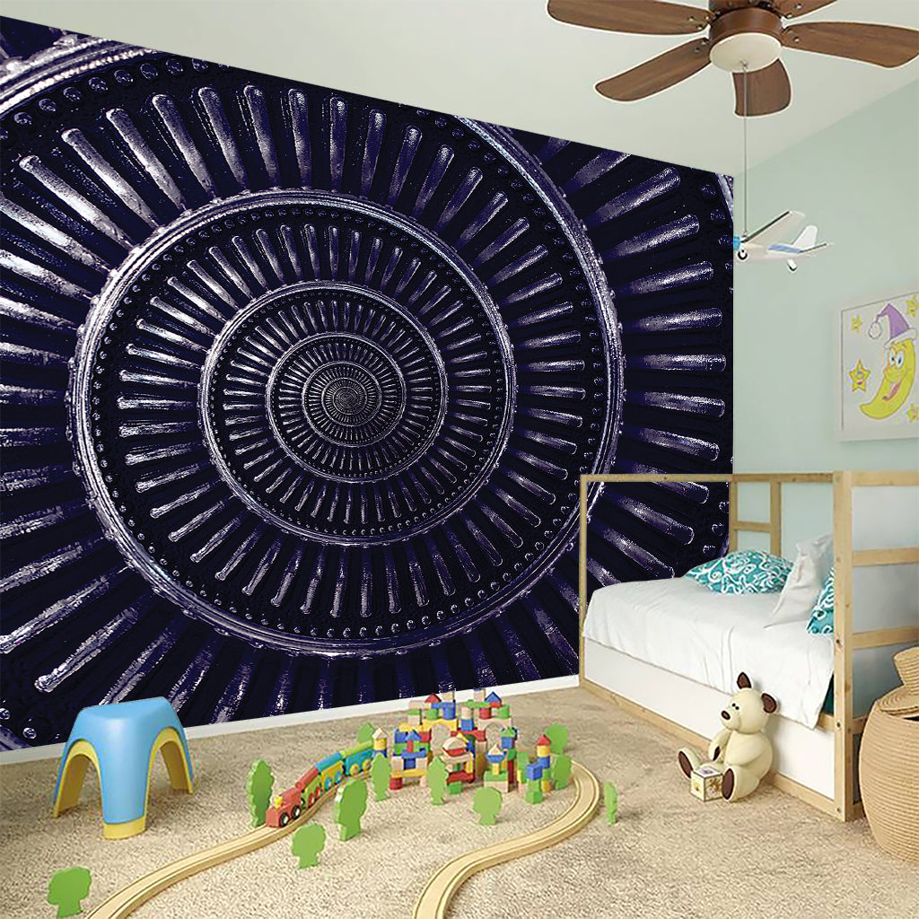 Dark Navy Metal Spiral Print Wall Sticker
