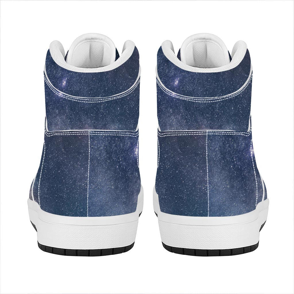 Dark Nebula Universe Galaxy Space Print High Top Leather Sneakers