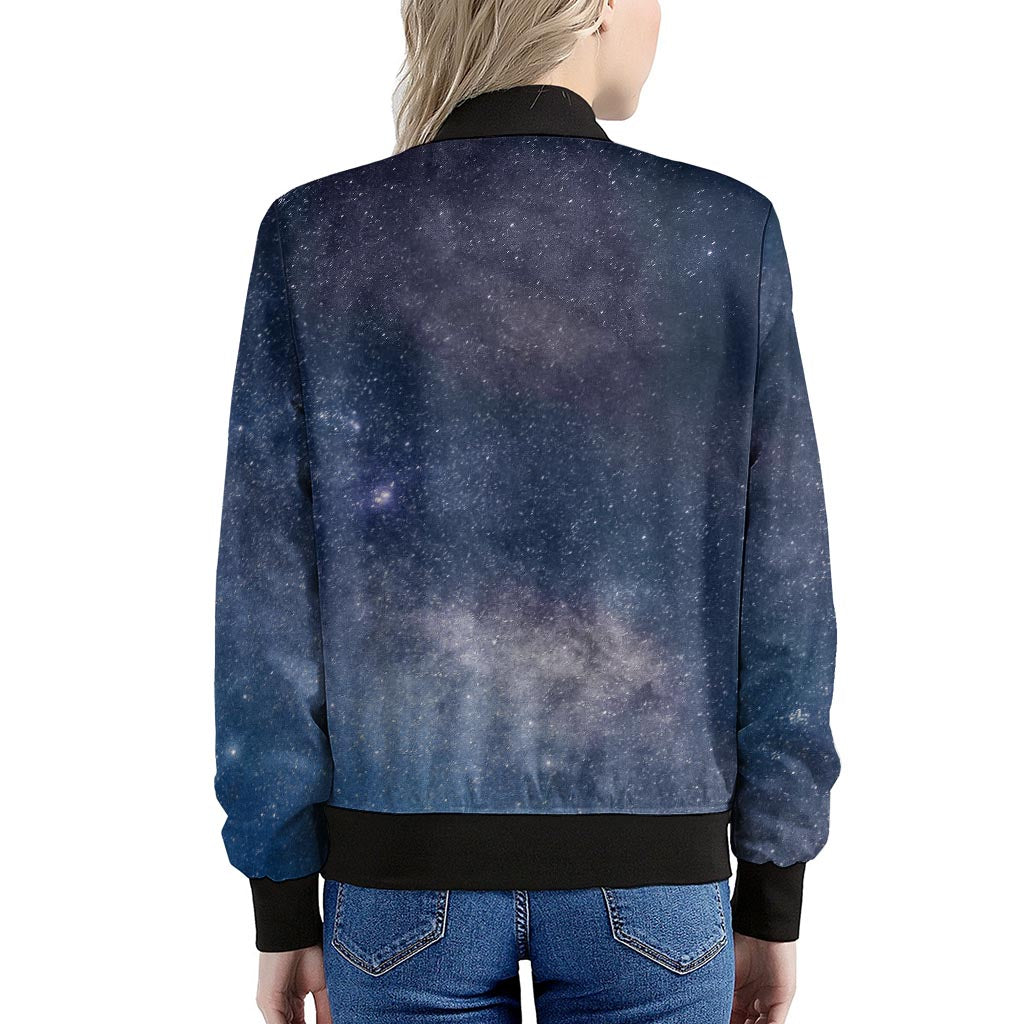 Dark Nebula Universe Galaxy Space Print Women's Bomber Jacket