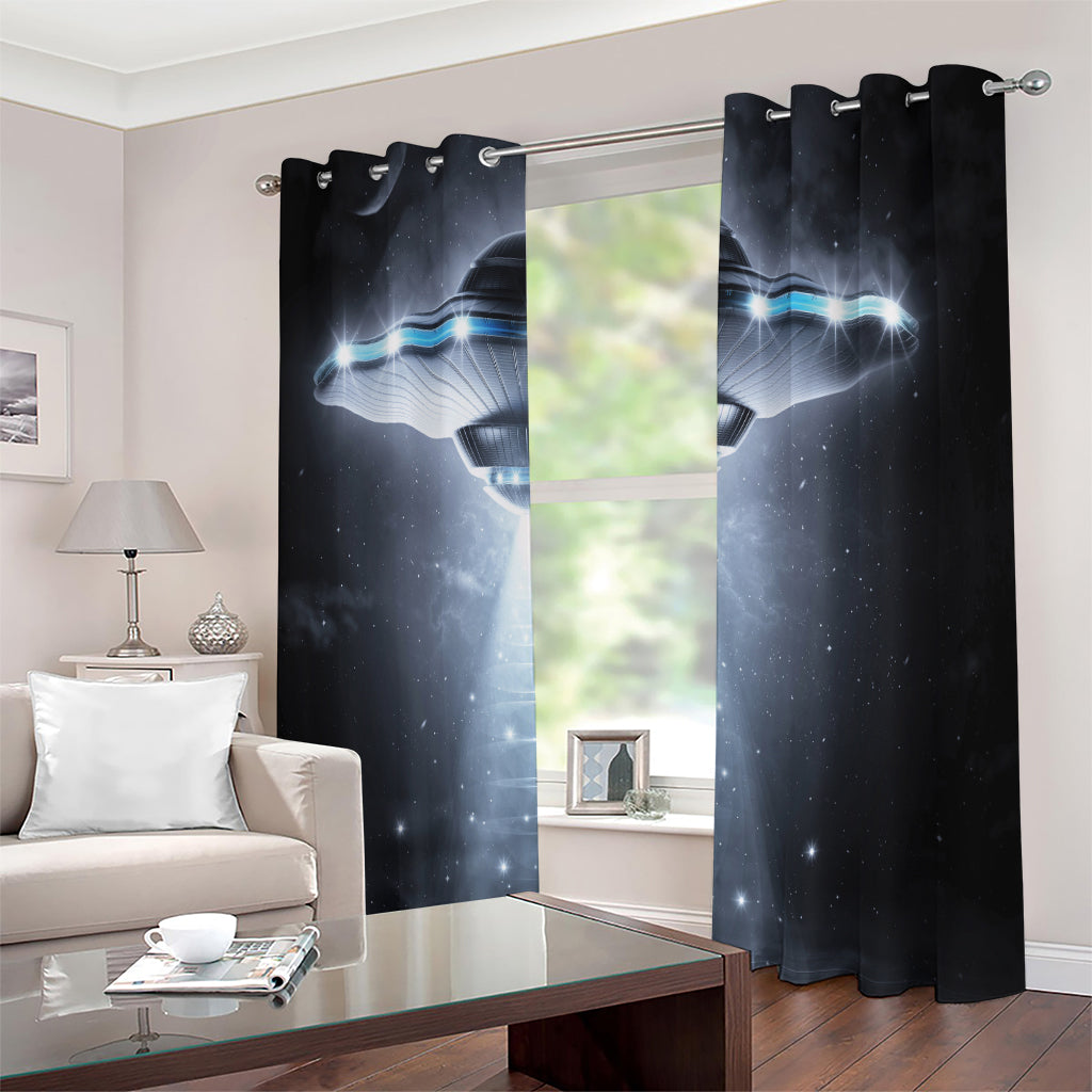 Dark Night UFO Print Extra Wide Grommet Curtains