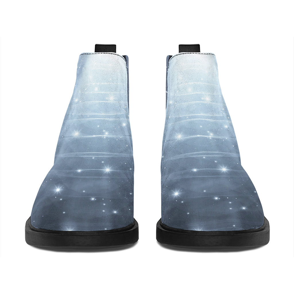 Dark Night UFO Print Flat Ankle Boots