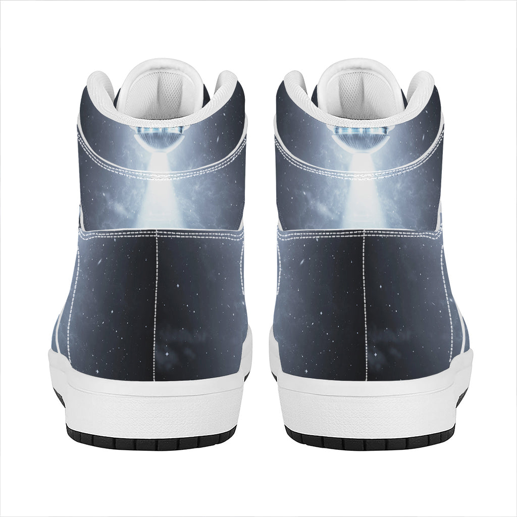 Dark Night UFO Print High Top Leather Sneakers