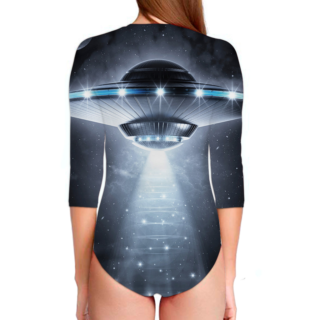 Dark Night UFO Print Long Sleeve Swimsuit