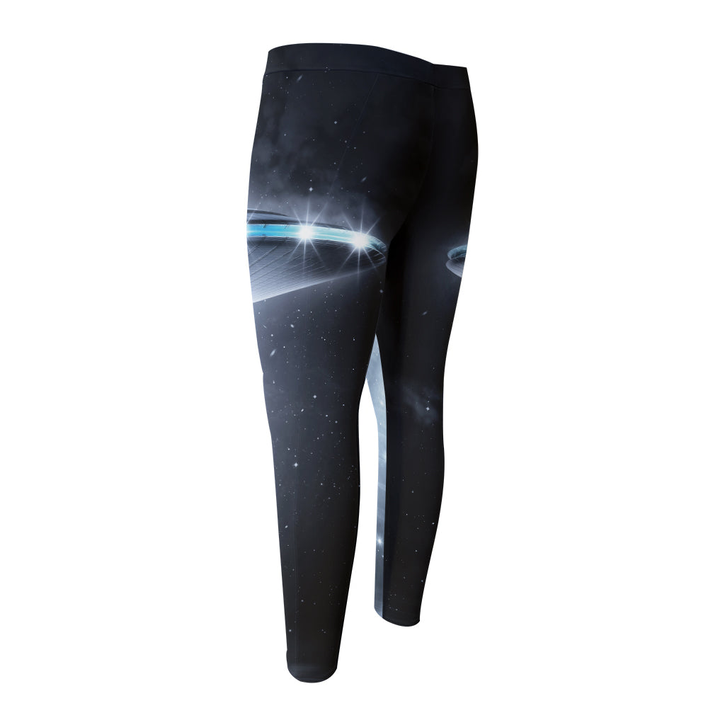 Dark Night UFO Print Men's Compression Pants