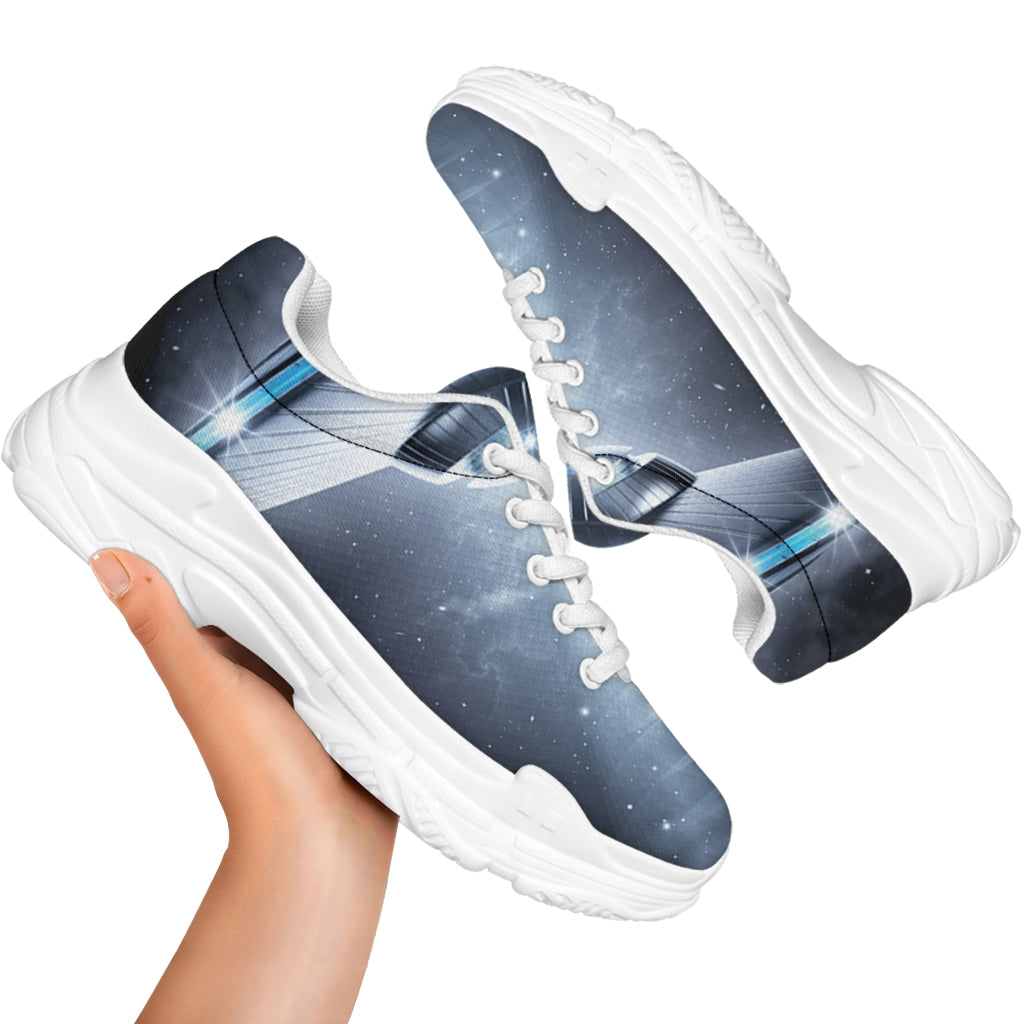Dark Night UFO Print White Chunky Shoes