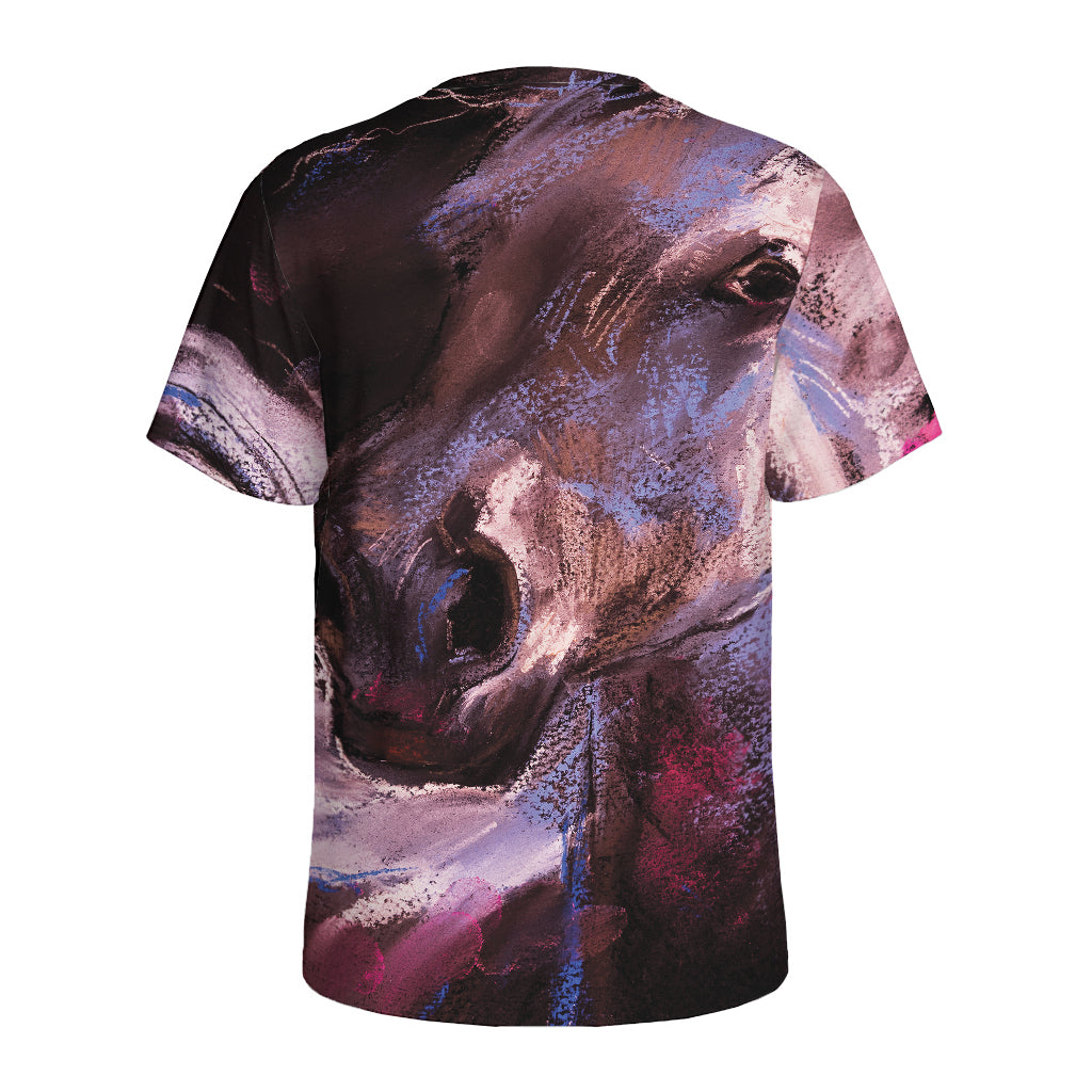 Dark Pink Horse Painting Print Men's Sports T-Shirt