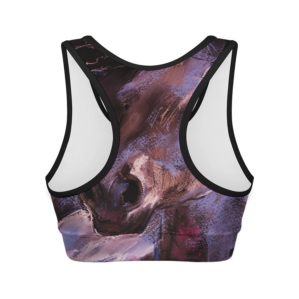 Dark Pink Horse Painting Print Women's Sports Bra