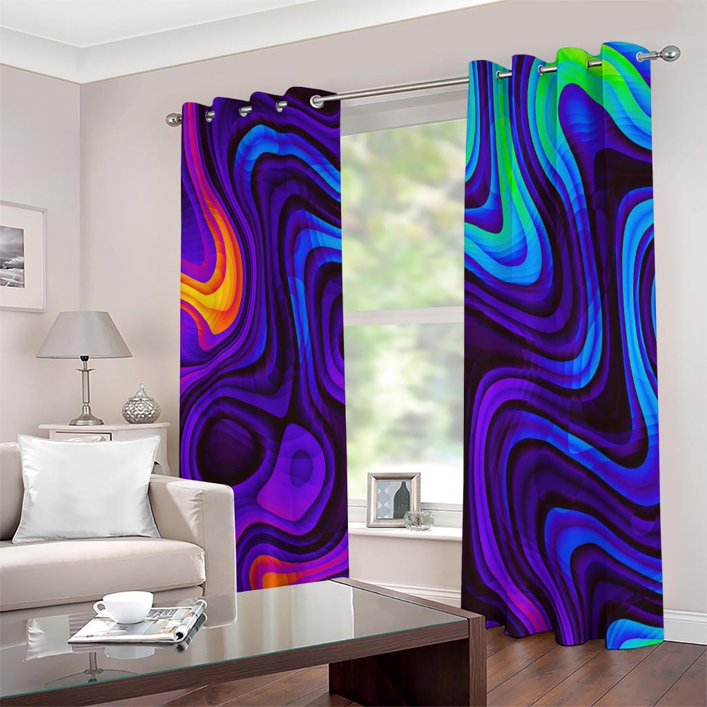 Dark Psychedelic Trippy Print Extra Wide Grommet Curtains