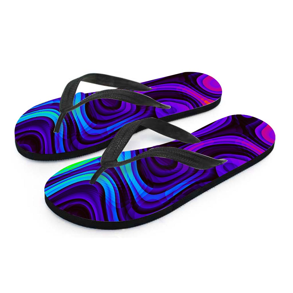 Dark Psychedelic Trippy Print Flip Flops