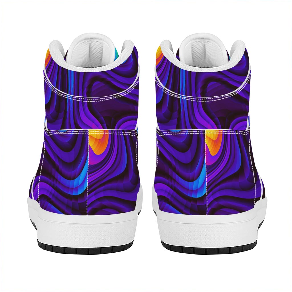 Dark Psychedelic Trippy Print High Top Leather Sneakers