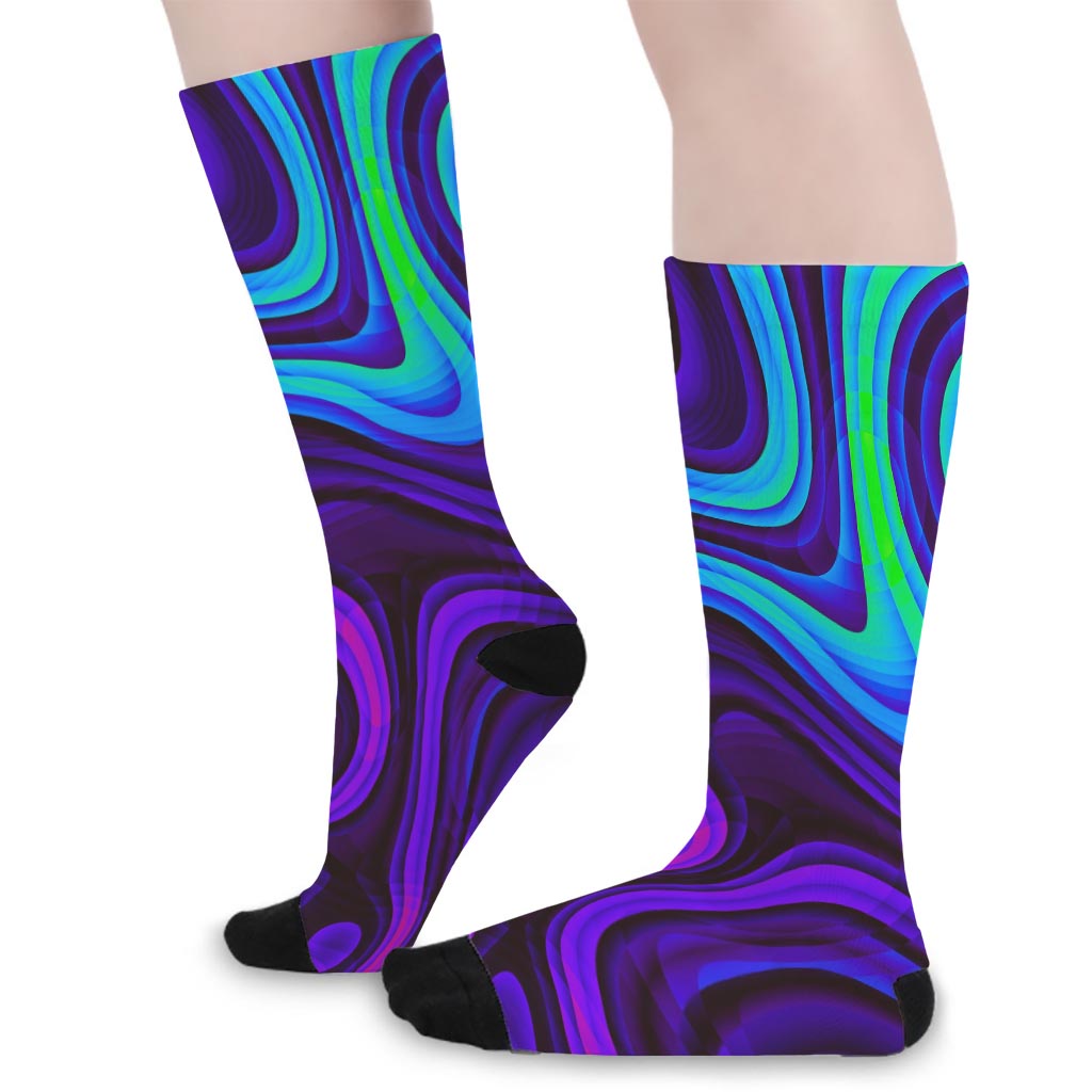 Dark Psychedelic Trippy Print Long Socks