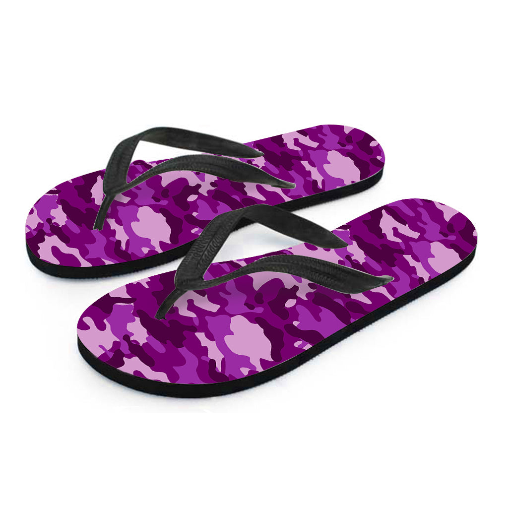 Dark Purple Camouflage Print Flip Flops