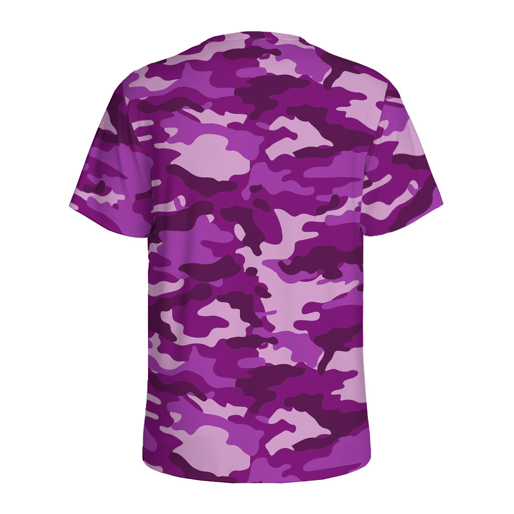 Dark Purple Camouflage Print Men's Sports T-Shirt