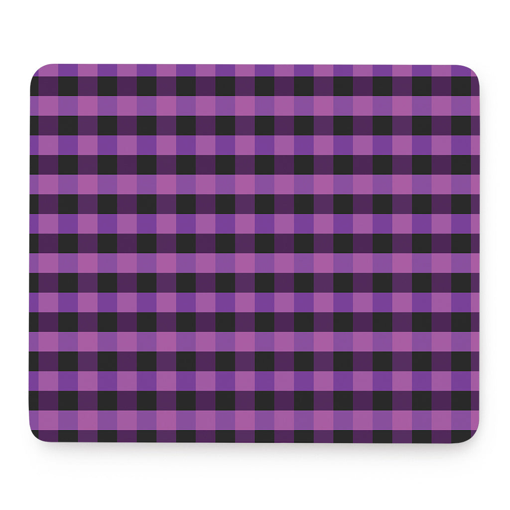 Dark Purple Check Pattern Print Mouse Pad