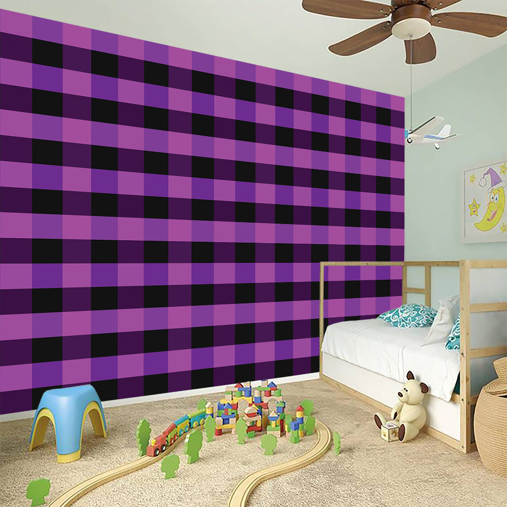 Dark Purple Check Pattern Print Wall Sticker