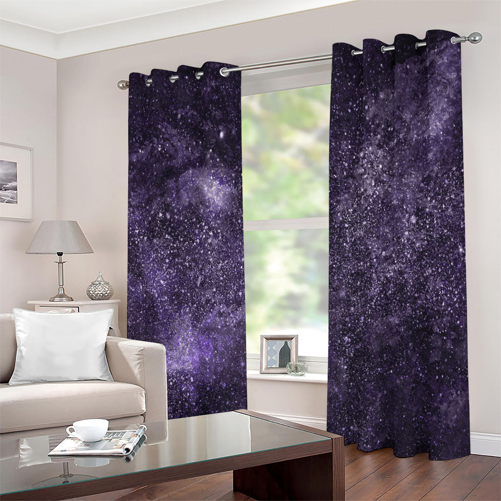 Dark Purple Cosmos Galaxy Space Print Extra Wide Grommet Curtains