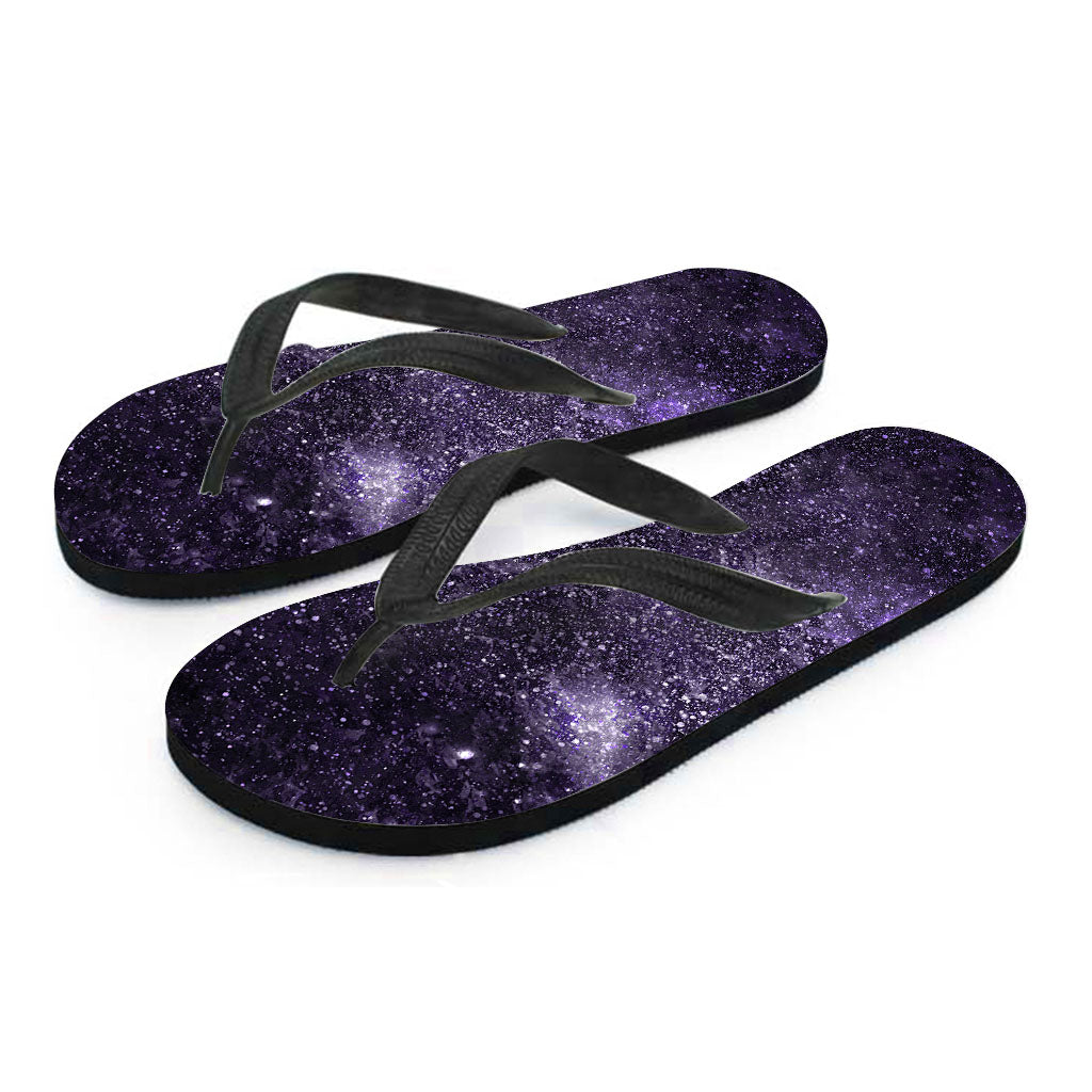 Dark Purple Cosmos Galaxy Space Print Flip Flops