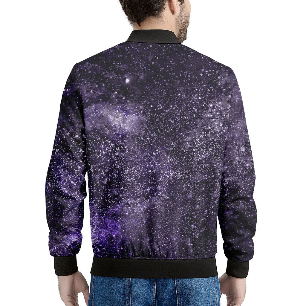 Dark Purple Cosmos Galaxy Space Print Men's Bomber Jacket