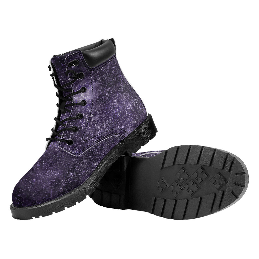 Dark Purple Cosmos Galaxy Space Print Work Boots