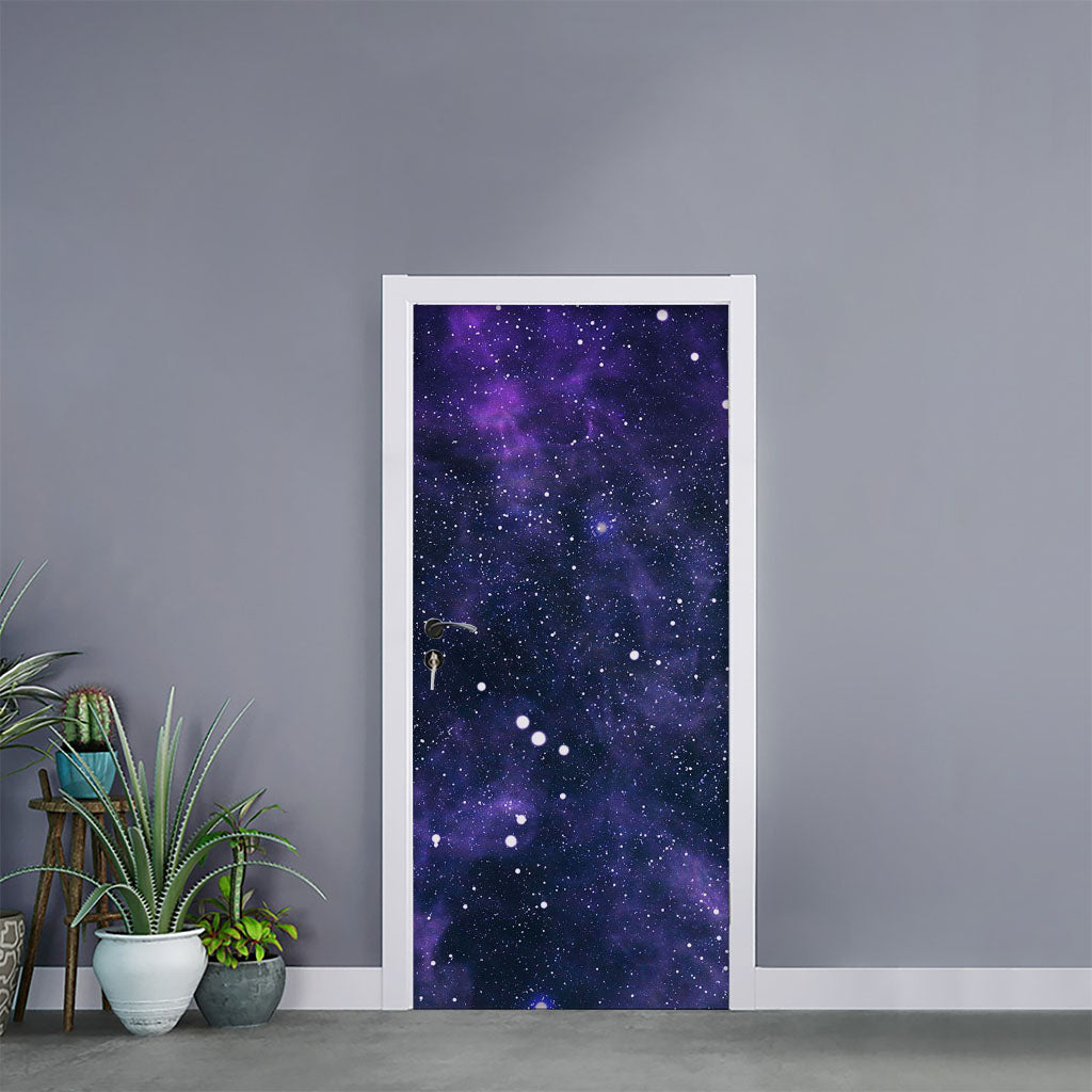 Dark Purple Galaxy Outer Space Print Door Sticker