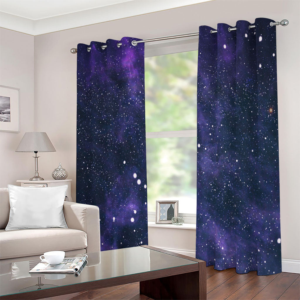 Dark Purple Galaxy Outer Space Print Extra Wide Grommet Curtains