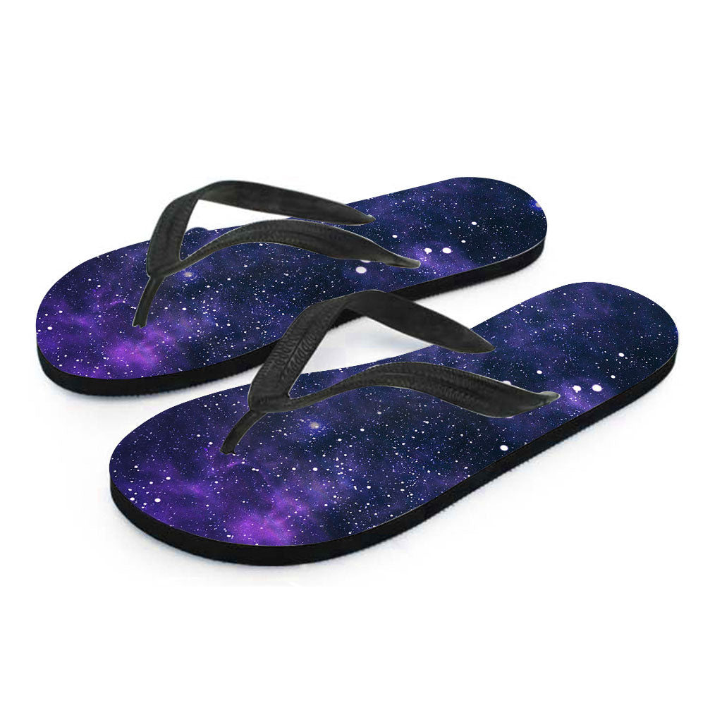 Dark Purple Galaxy Outer Space Print Flip Flops