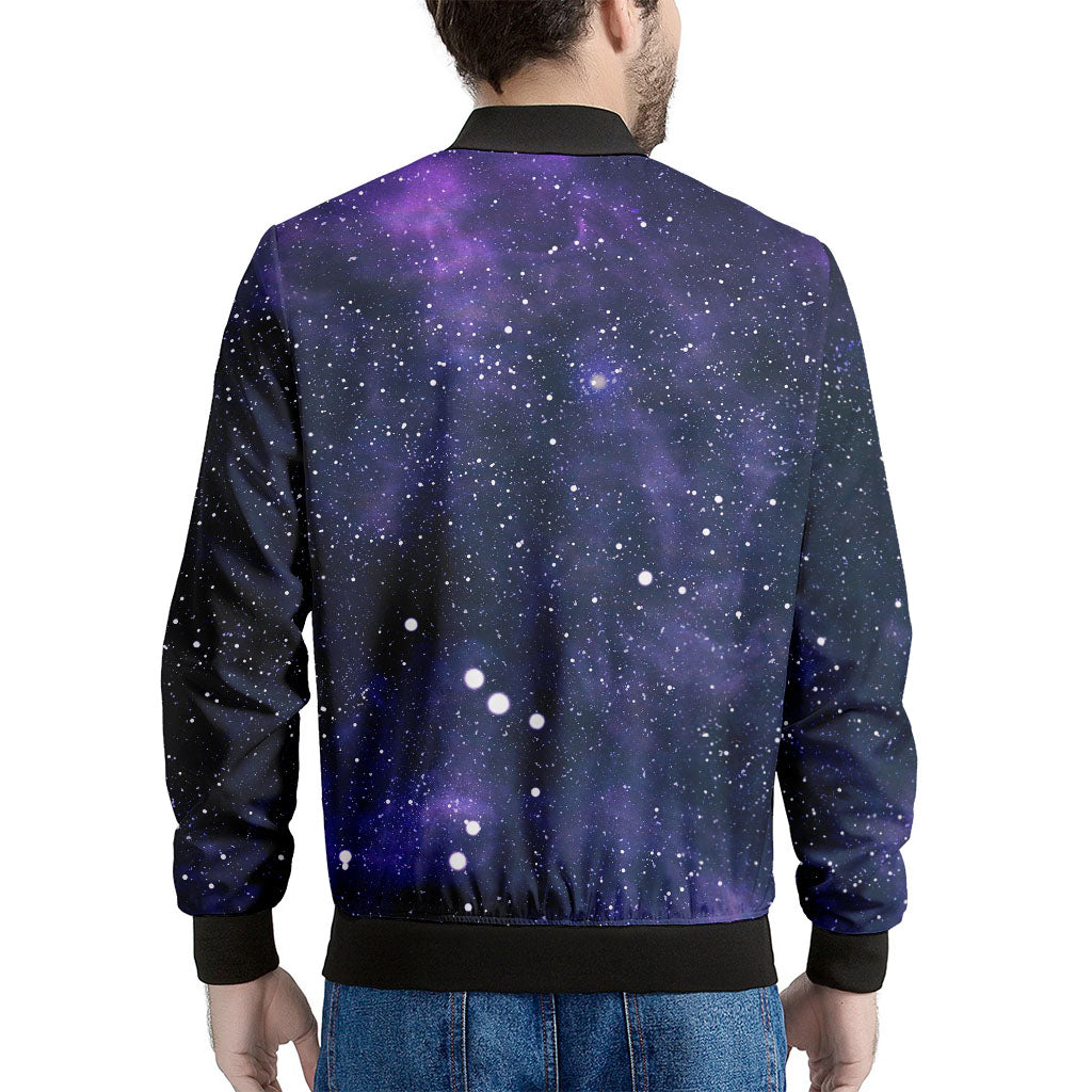 Dark Purple Galaxy Outer Space Print Men's Bomber Jacket