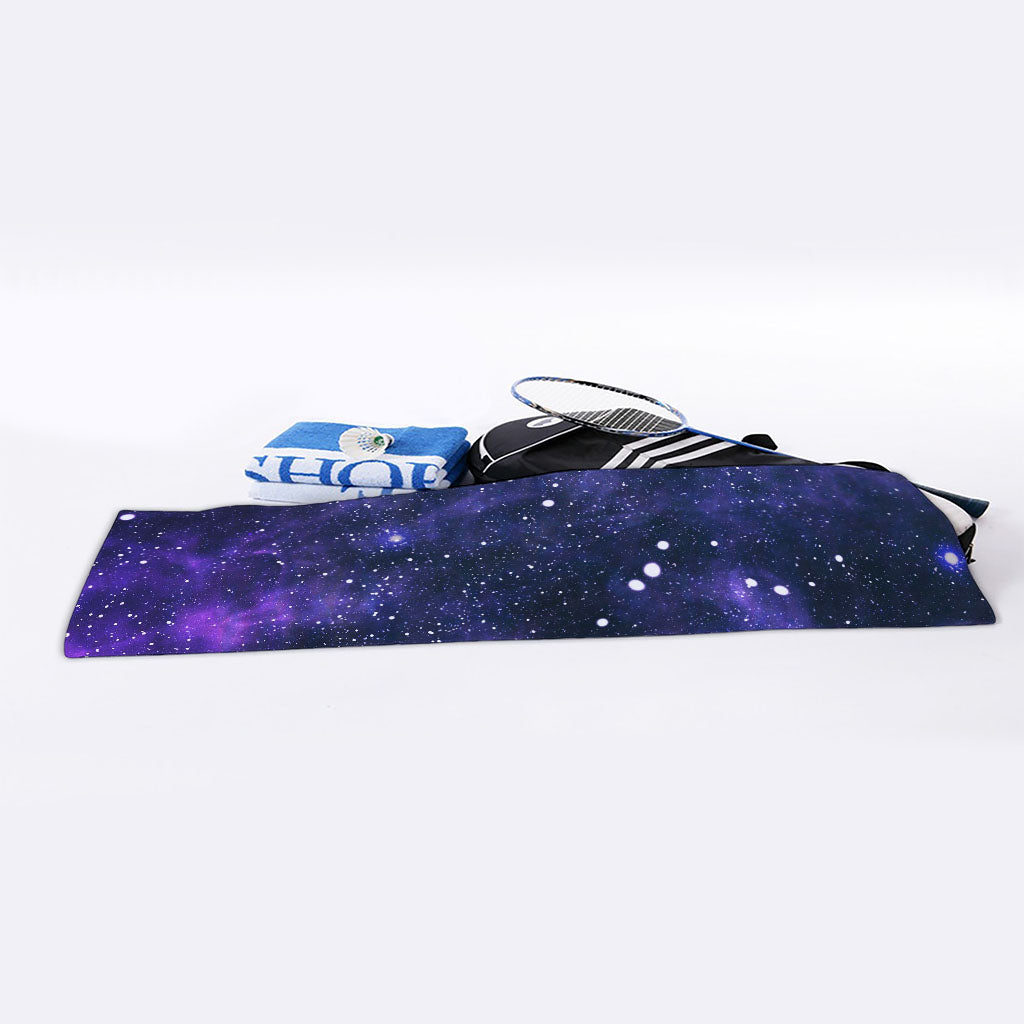 Dark Purple Galaxy Outer Space Print Sports Towel