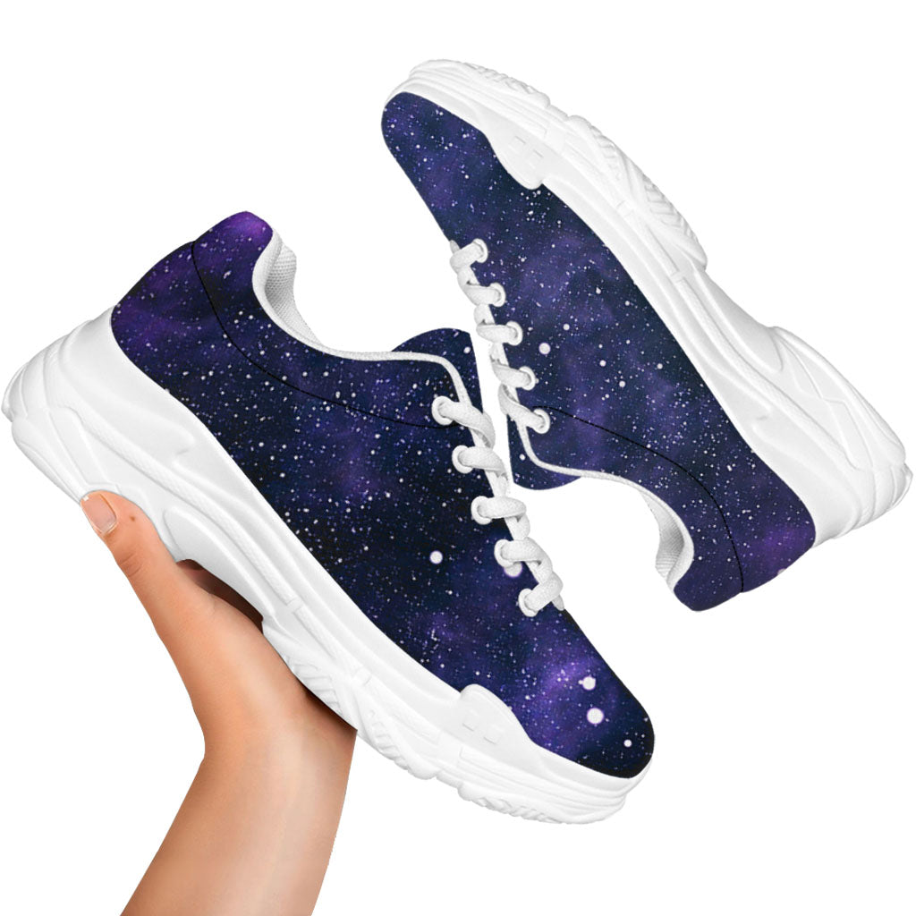 Dark Purple Galaxy Outer Space Print White Chunky Shoes