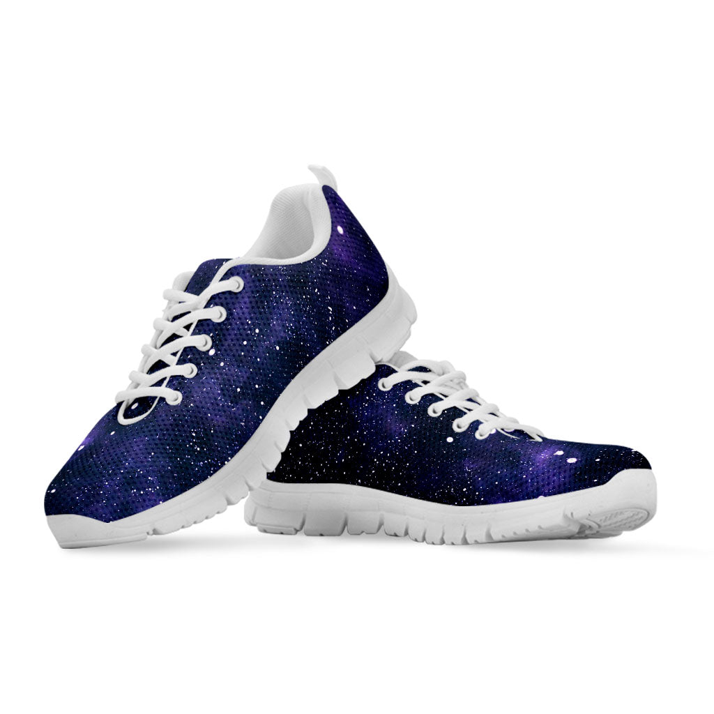 Dark Purple Galaxy Outer Space Print White Running Shoes