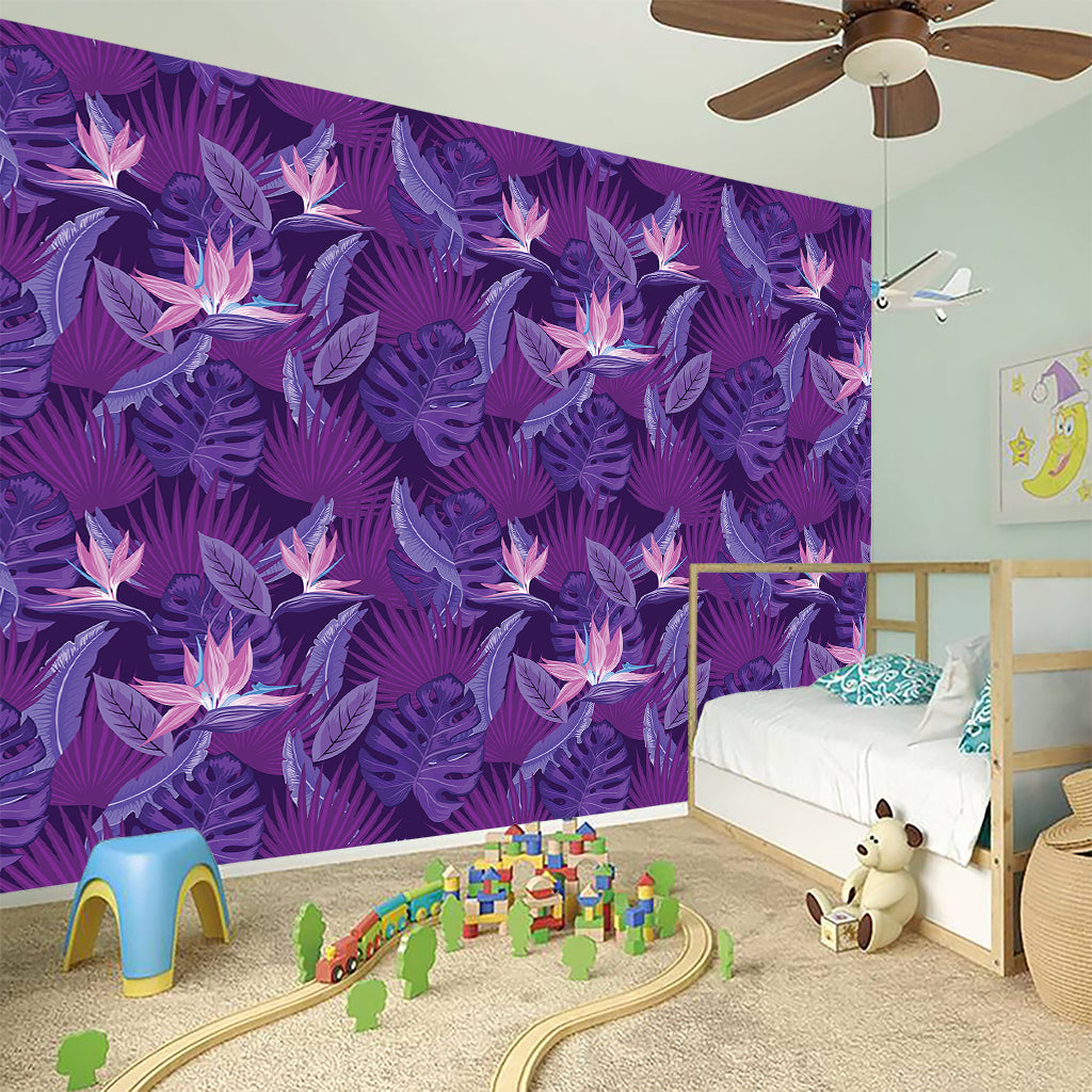Dark Purple Hawaiian Tropical Print Wall Sticker