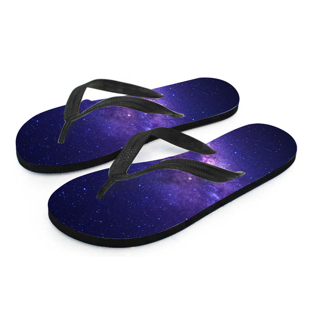 Dark Purple Milky Way Galaxy Space Print Flip Flops
