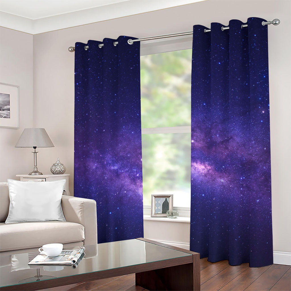 Dark Purple Milky Way Galaxy Space Print Grommet Curtains