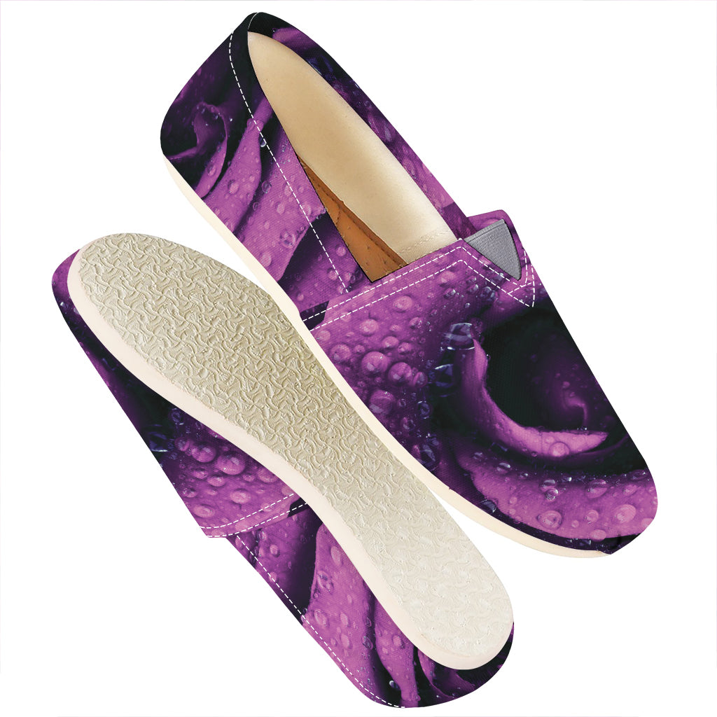 Dark Purple Rose Print Casual Shoes