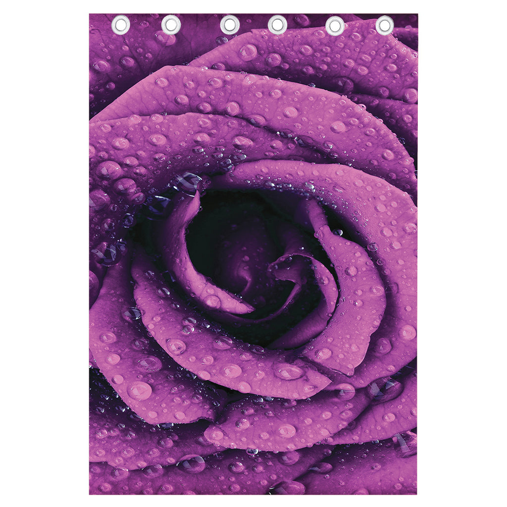 Dark Purple Rose Print Curtain