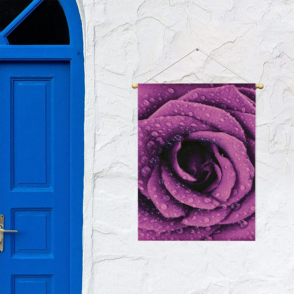 Dark Purple Rose Print Garden Flag
