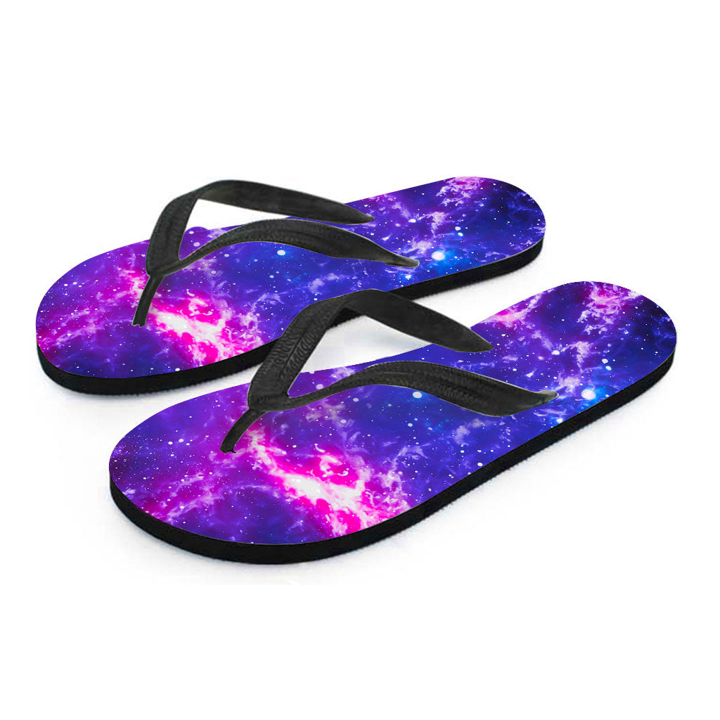 Dark Purple Universe Galaxy Space Print Flip Flops