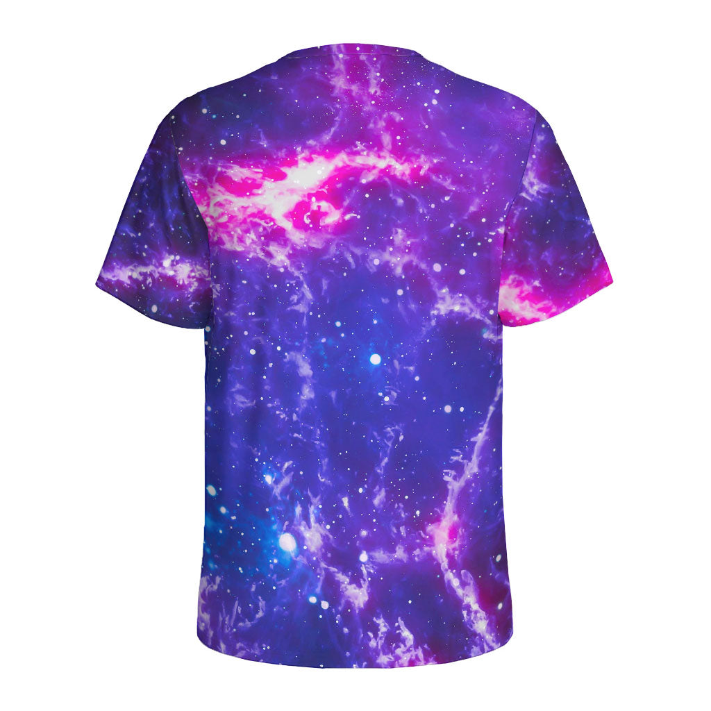Dark Purple Universe Galaxy Space Print Men's Sports T-Shirt