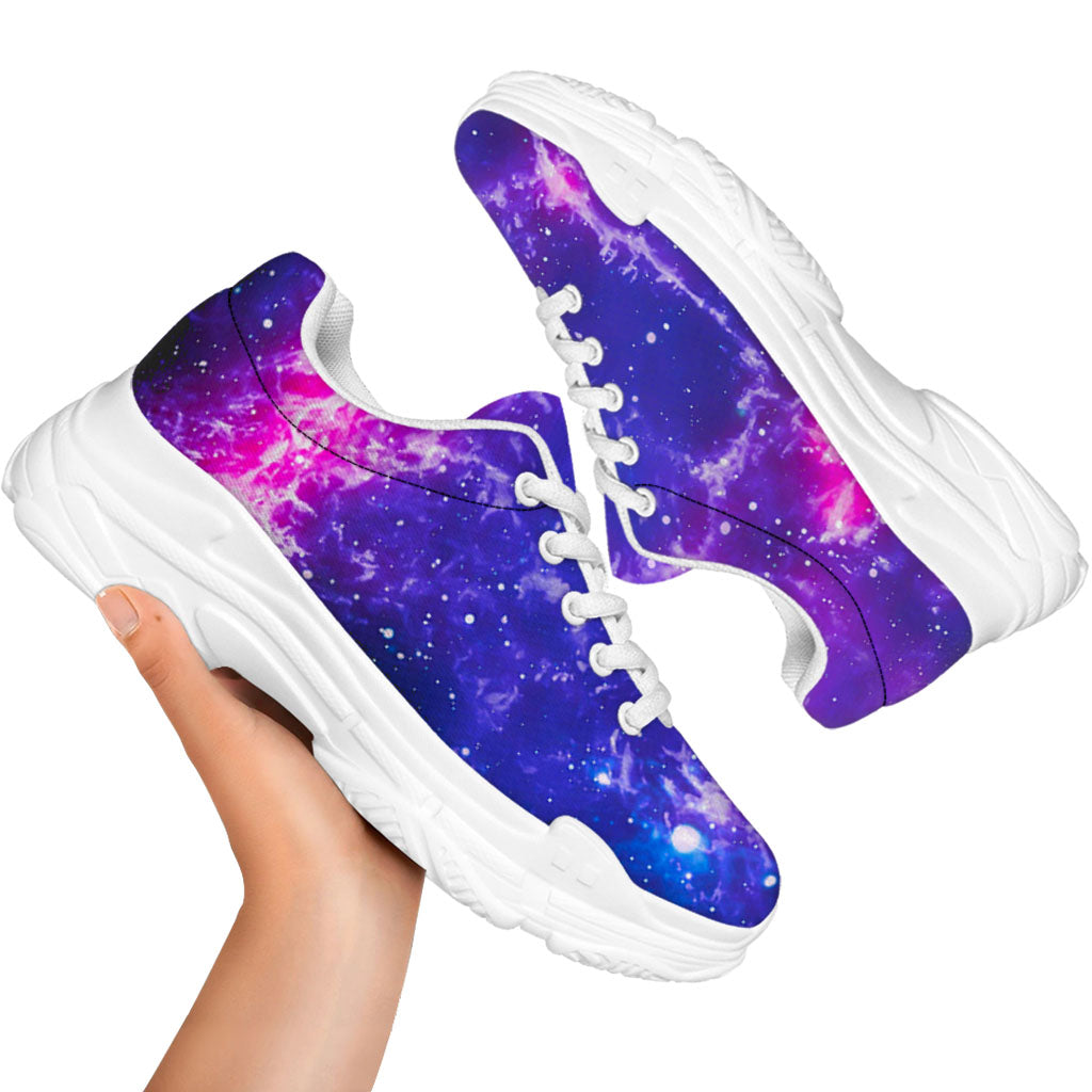 Dark Purple Universe Galaxy Space Print White Chunky Shoes