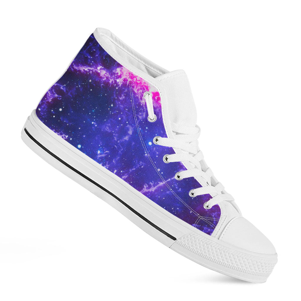 Dark Purple Universe Galaxy Space Print White High Top Sneakers