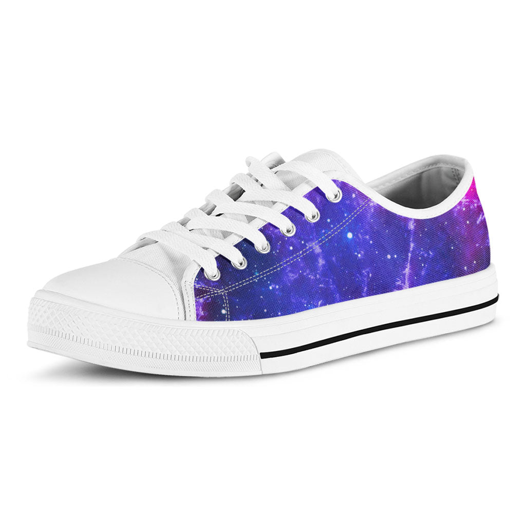 Dark Purple Universe Galaxy Space Print White Low Top Sneakers